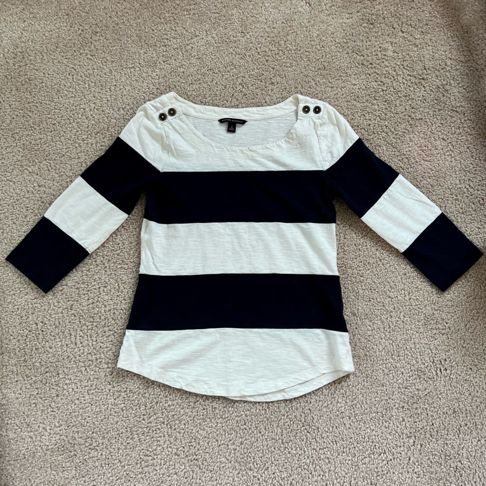 Banana Republic Striped 3/4 Sleeve T-Shirt Size S